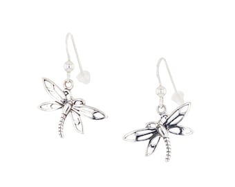 Jewelry Trends Sterling Silver Dragonfly Dangle Earrings