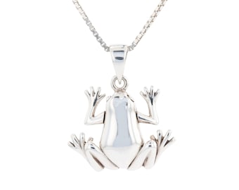 Jewelry Trends Tree Frog Amphibian Toad Sterling Silver Pendant Necklace 18"
