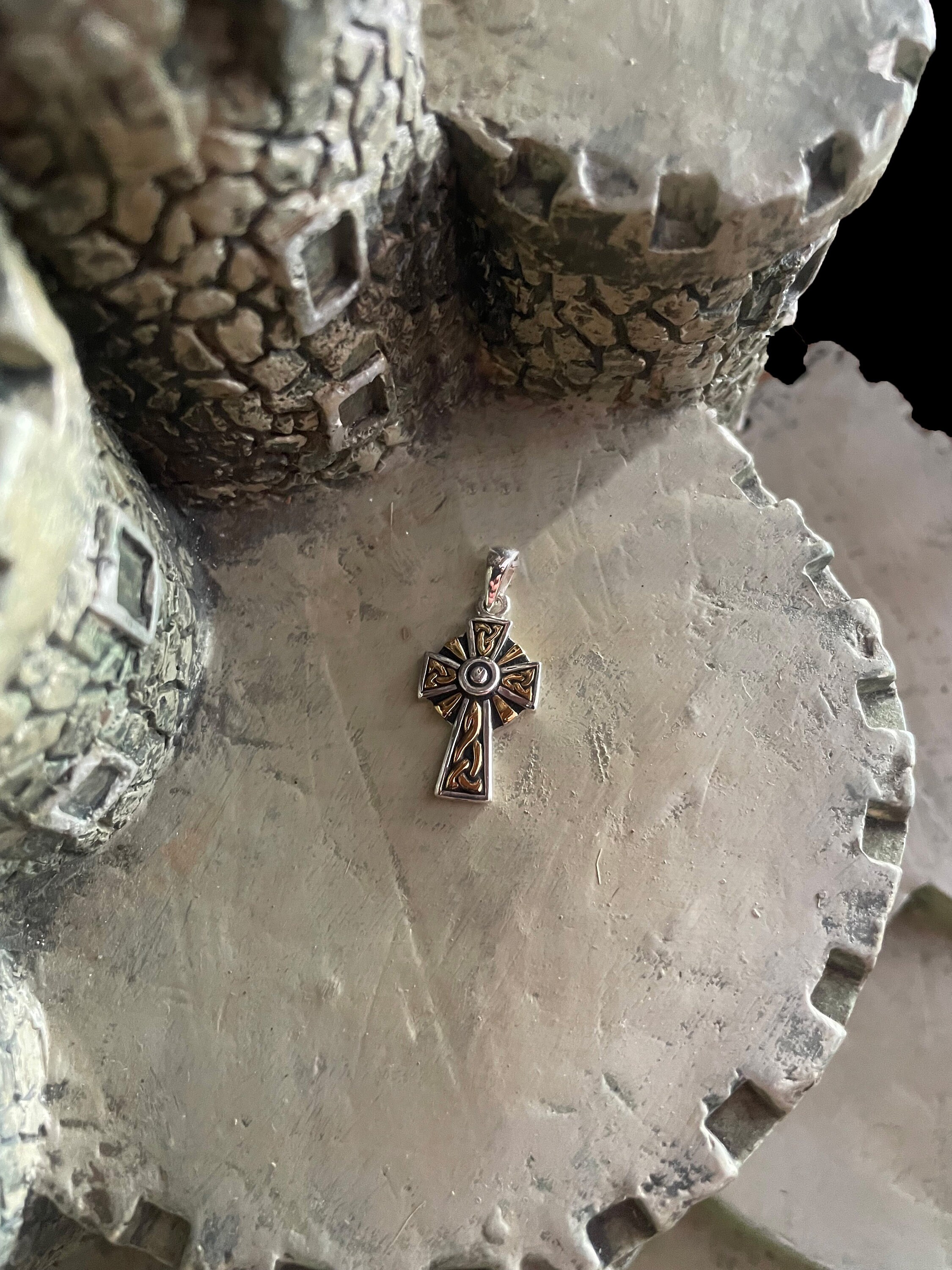 Jewelry Trends Sterling Silver Celtic Trinity Cross Pendant With Gold ...
