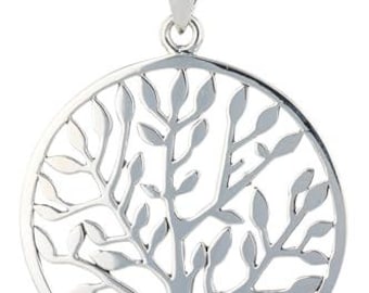 Jewelry Trends Large Celtic Tree of Life Sterling Silver Pendant Necklace 18"