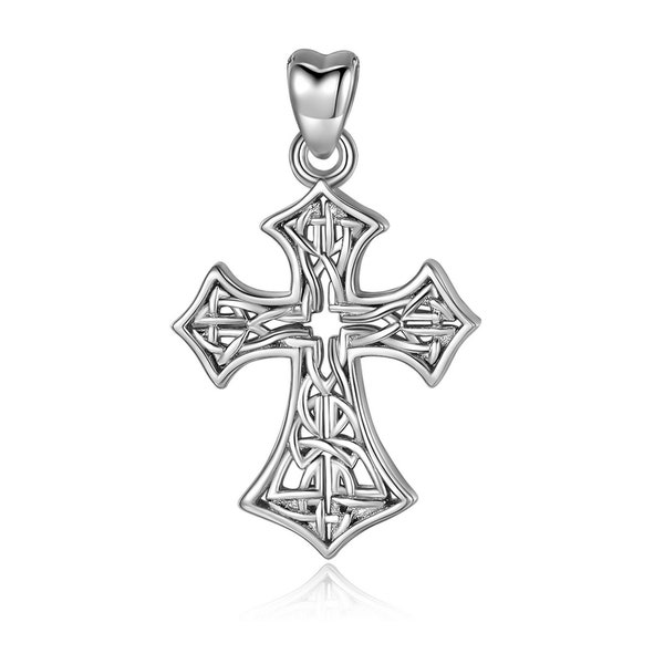 Jewelry Trends Celtic Cross Irish Weaved Open Knot Style Sterling Silver Pendant