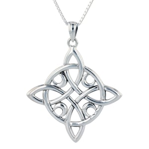 Celtic Quaternary Moon Luck Knot Pendant Necklace Sterling Silver 18&quot; | Jewelry Trends