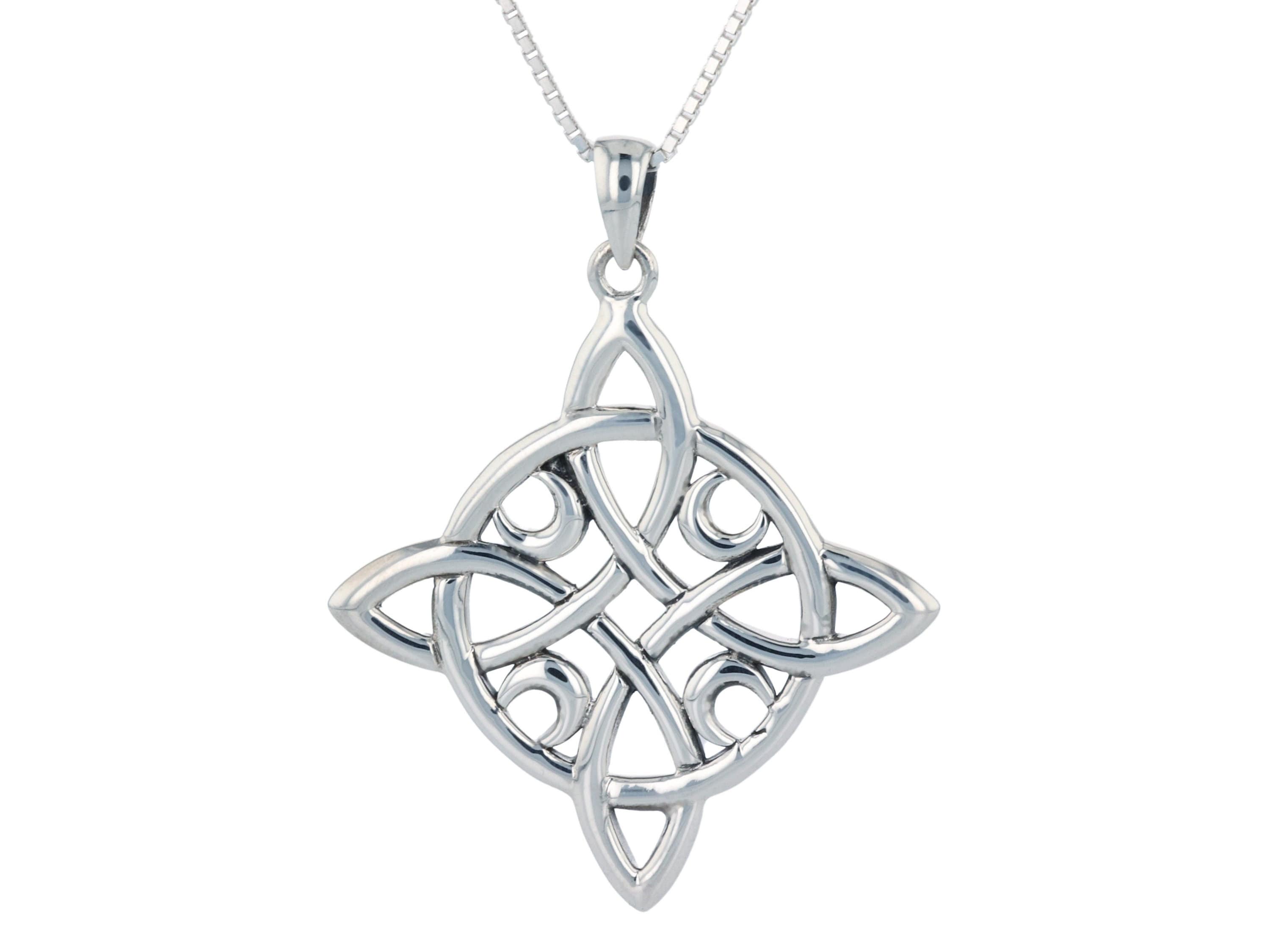 Jewelry Trends Sterling Silver Celtic Quaternary Moon Luck Knot Pendant ...