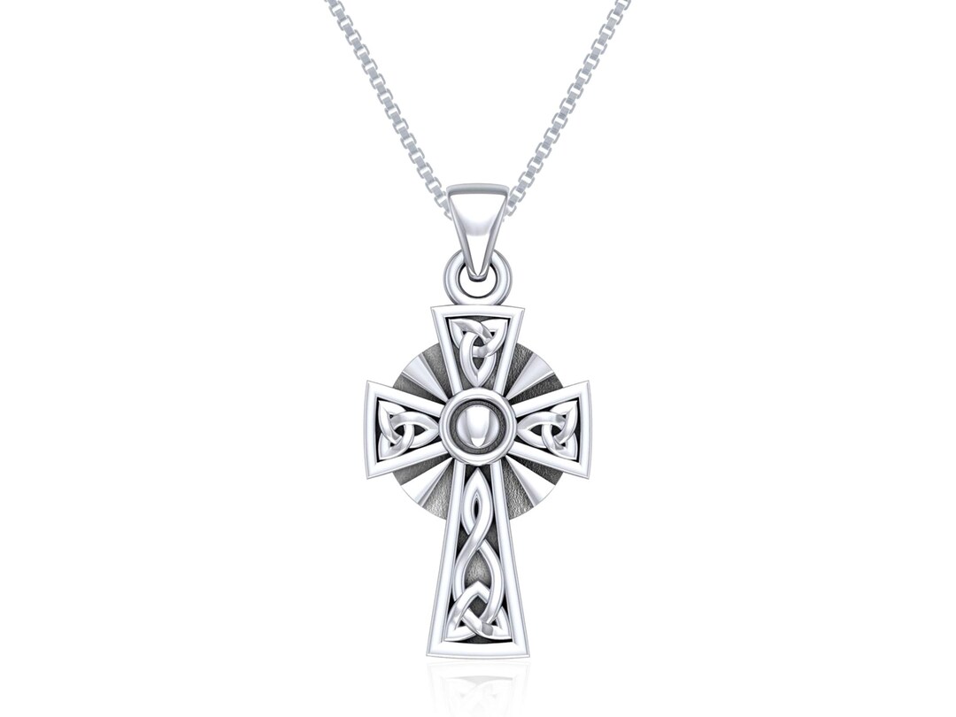 Celtic Cross Trinity Knot Sterling Silver Pendant Necklace 18 ...