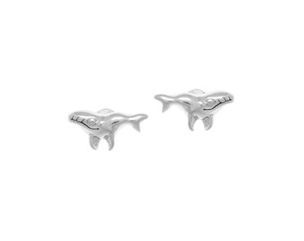 Jewelry Trends Petite Humpback Whale Sterling Silver Stud Earrings