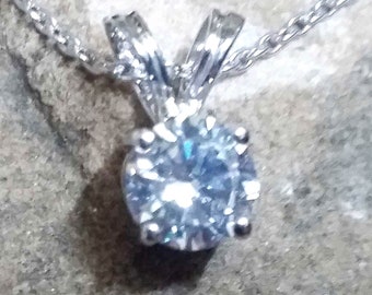 SwaraEcom White Gold Plated Round 1.00 Ct Cubic Zirconia Religious Cross Pendant Necklace Summer Sale
