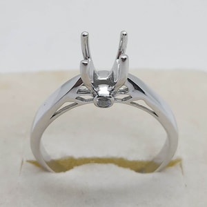9MM round cathedral mountings solitaire setting semi-mount engagement ring 14K White Gold Over Solid Sterling Ring, Solitaire Ring