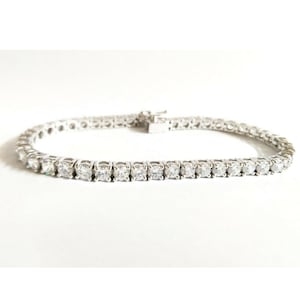 11CT D/VVS1 4mm Round Cut Simulated Diamond Tennis Bracelet | 14K White Gold Plated Brass | 7.5 Inch Women&#39;s Link Bracelet Summer Sale