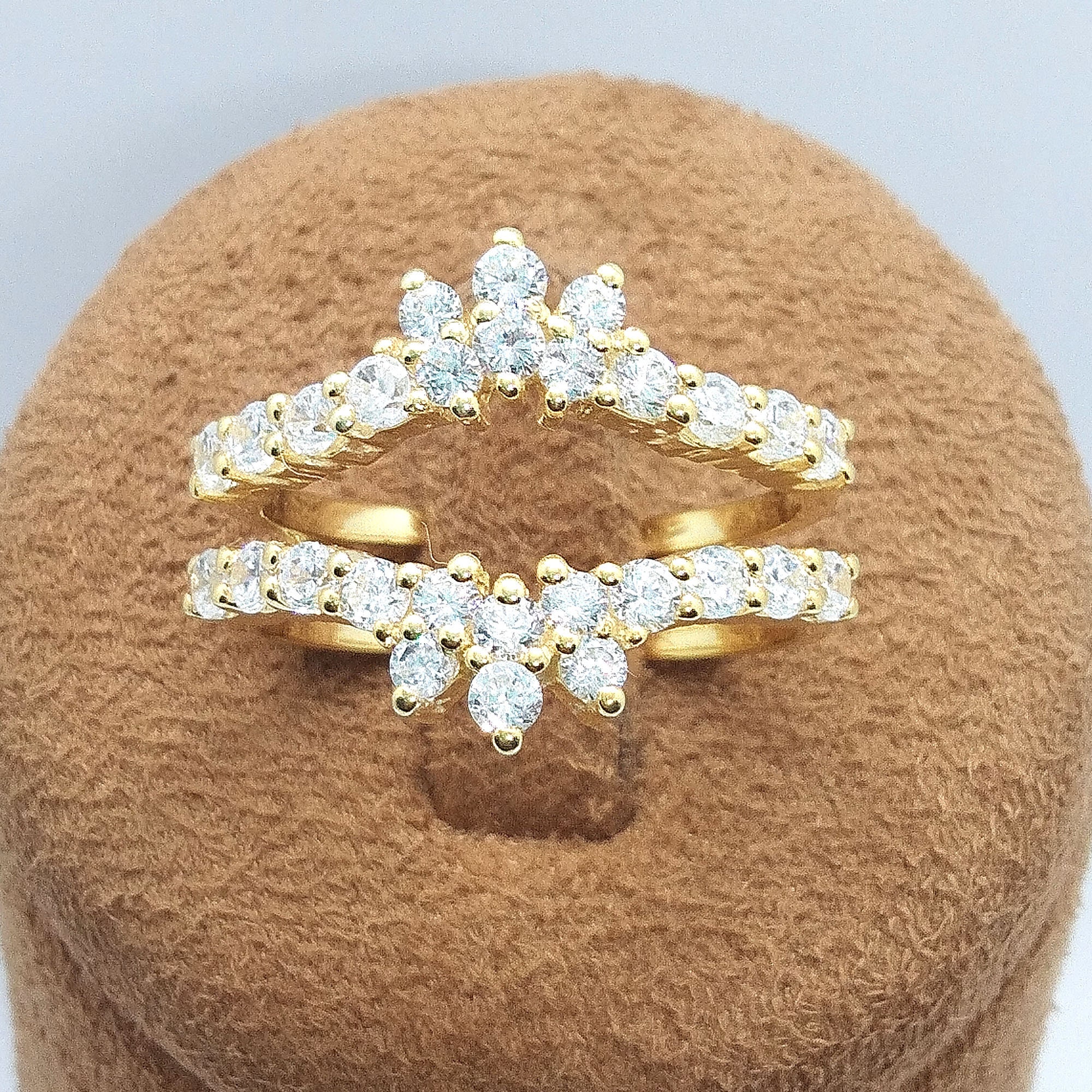 Solitaire Enhancer Round 3/4ct Diamonds Ring Guard Wrap Yellow Gold Jacket 