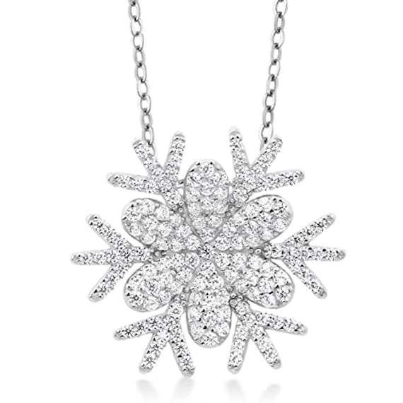 Round Clover Flower Pendant - Cubic Zirconia & Simulated Ruby In 14k White Gold Over Sterling Silver