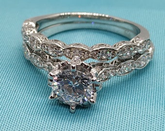user_ced68de5出品　3点セット　ジュリアン 3ct Round Moissanite & CZ 14K White Gold Over Solid Silver
