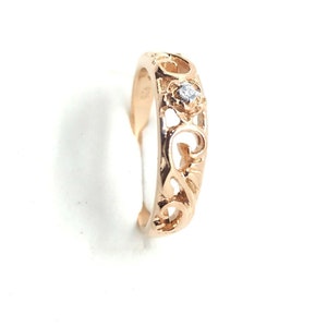 14K Rose Gold Finish Silver Toe Ring Adjustable Band Toe Ring Toe Ring CZ Womens Toe Ring Flower Filigree Design Adjustable Toe Ring image 5