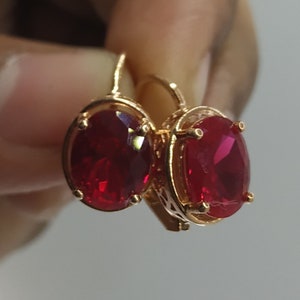 4.10 CT Oval Shape Ruby Solitaire Leverback Drop Dangle - Etsy
