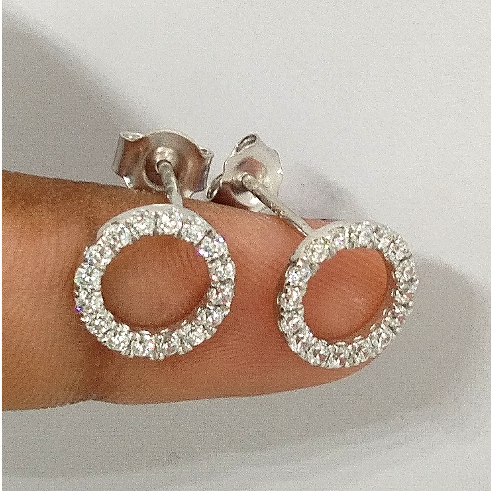 10mm Open Circle CZ Stud Earrings in Sterling Silver