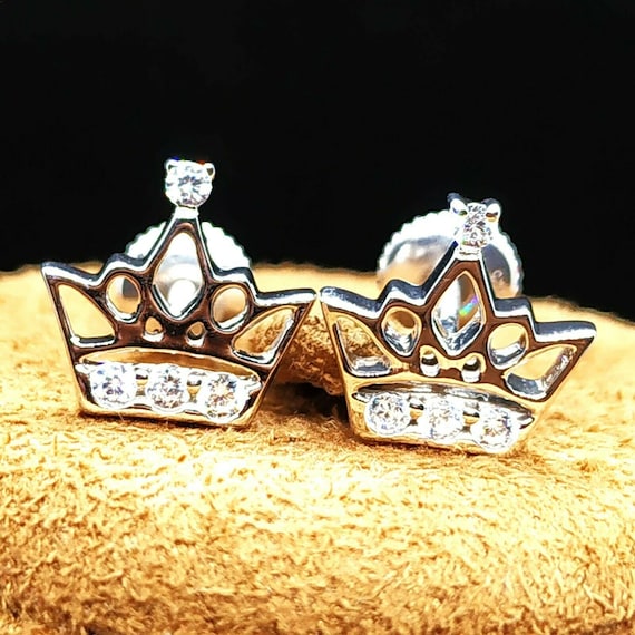 Children's Crown Girl Baby Screw Back Earrings