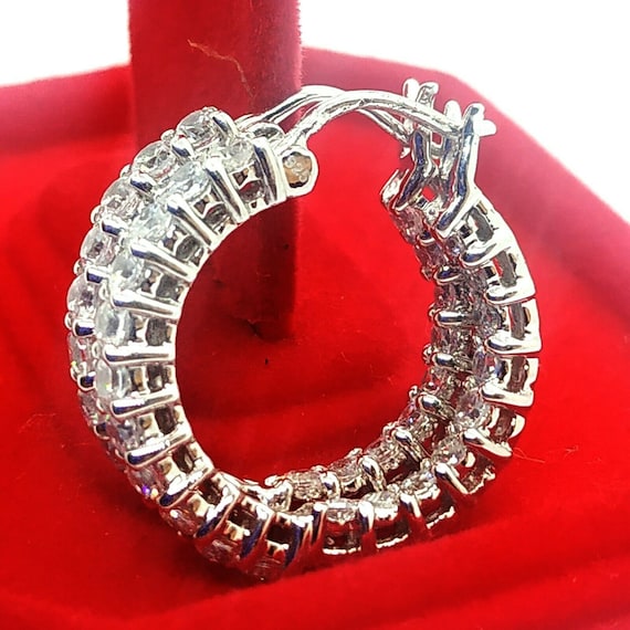 Orecchini Pendenti Donna Moissanite 1,10Ct Taglio Rotondo - Placcati Oro Giallo 14K, Argento 925