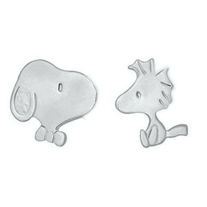 Lovely Cartoon Snoopy with Woodstock Stud Earrings – 14K Gold Plated Sterling Silver with Screw Back
