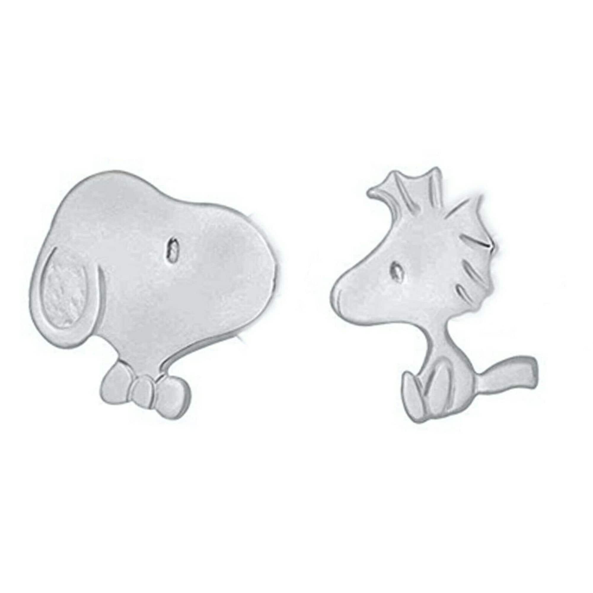 Lovely Cartoon Snoopy with Woodstock Stud Earrings – 14K Gold Plated Sterling Silver with Screw Back