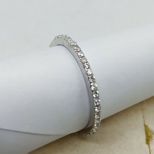Micro Pave Eternity Diamond Ring, Stackable Band, 14K Gold Over Silver, Eternity Endless Anniversary Wedding Ring, 0.20CT Wedding Band Ring