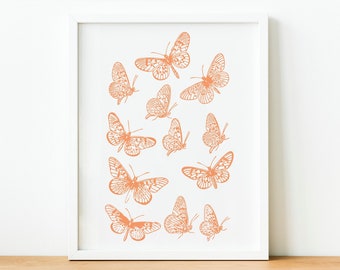 Butterfly Art, Butterflies Wall Art Printable, Minimal Office Decor, Pretty Nursery Animal Print, Instant Digital Download, Oversized Poster
