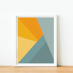 Abstract Geometric Mountain Sunrise Poster, Instant Download, Colorful Modern Home Decor, Printable Wall Art image 1
