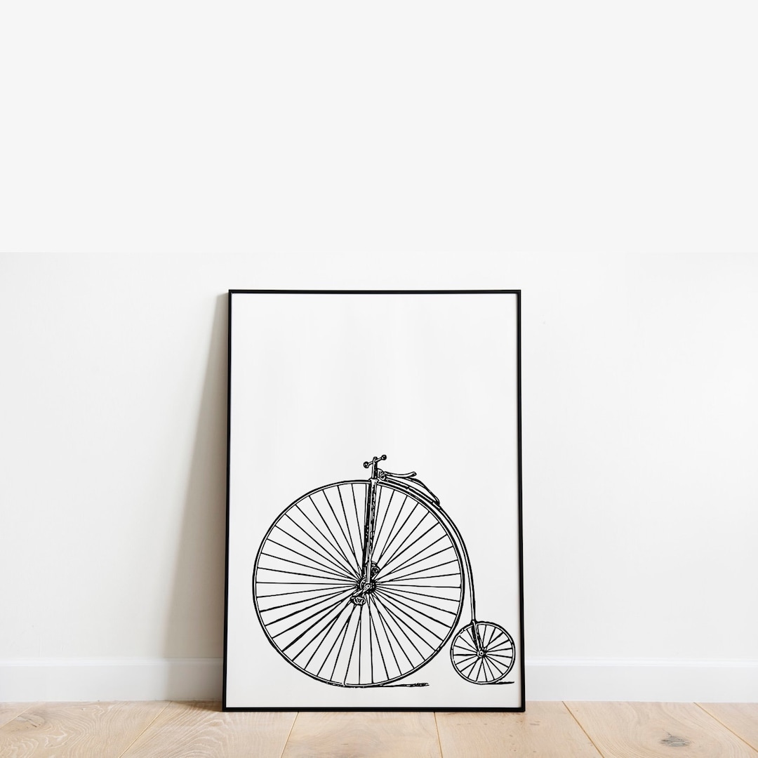 Black and White Vintage Bicycle Wall Art Print Old Fashioned - Etsy