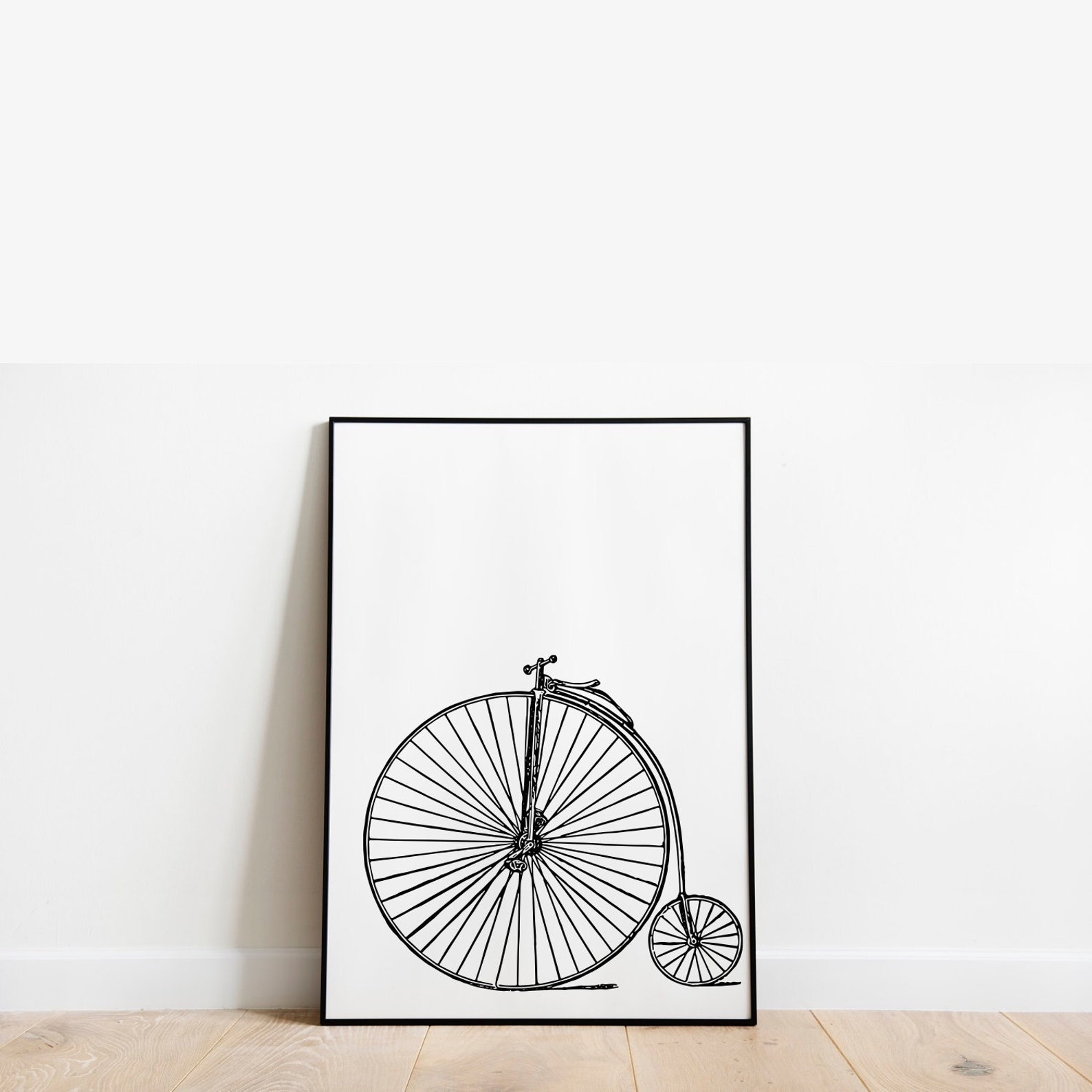 Black and White Vintage Bicycle Wall Art Print Old Fashioned - Etsy