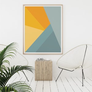 Abstract Geometric Mountain Sunrise Poster, Instant Download, Colorful Modern Home Decor, Printable Wall Art image 2