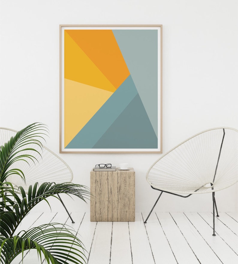 Abstract Geometric Mountain Sunrise Poster, Instant Download, Colorful Modern Home Decor, Printable Wall Art image 2
