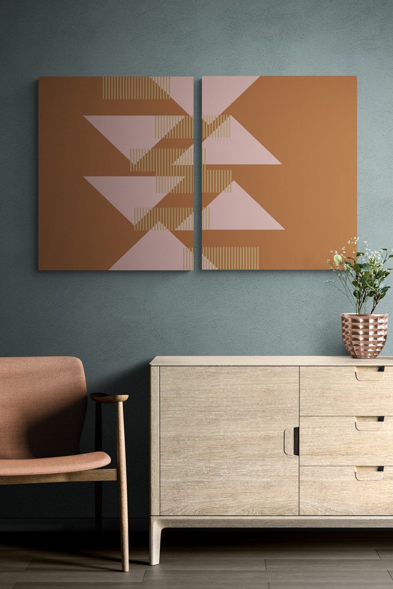 Set of 2 Modern Geometric Printable Wall Art Shapes and Etsy