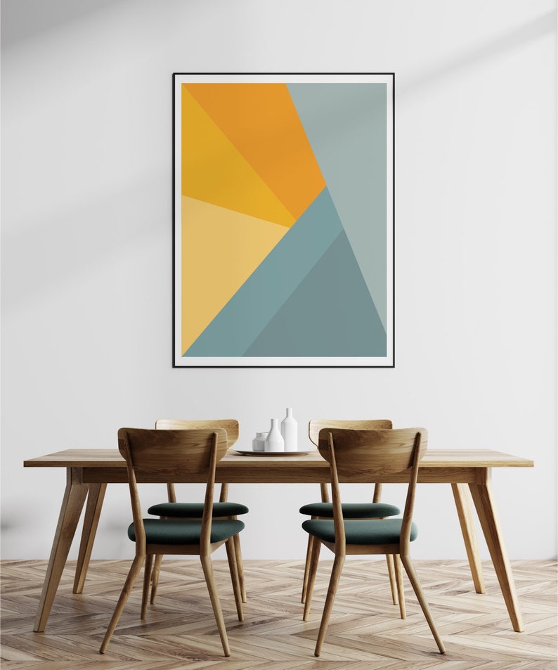 Abstract Geometric Mountain Sunrise Poster, Instant Download, Colorful Modern Home Decor, Printable Wall Art image 3