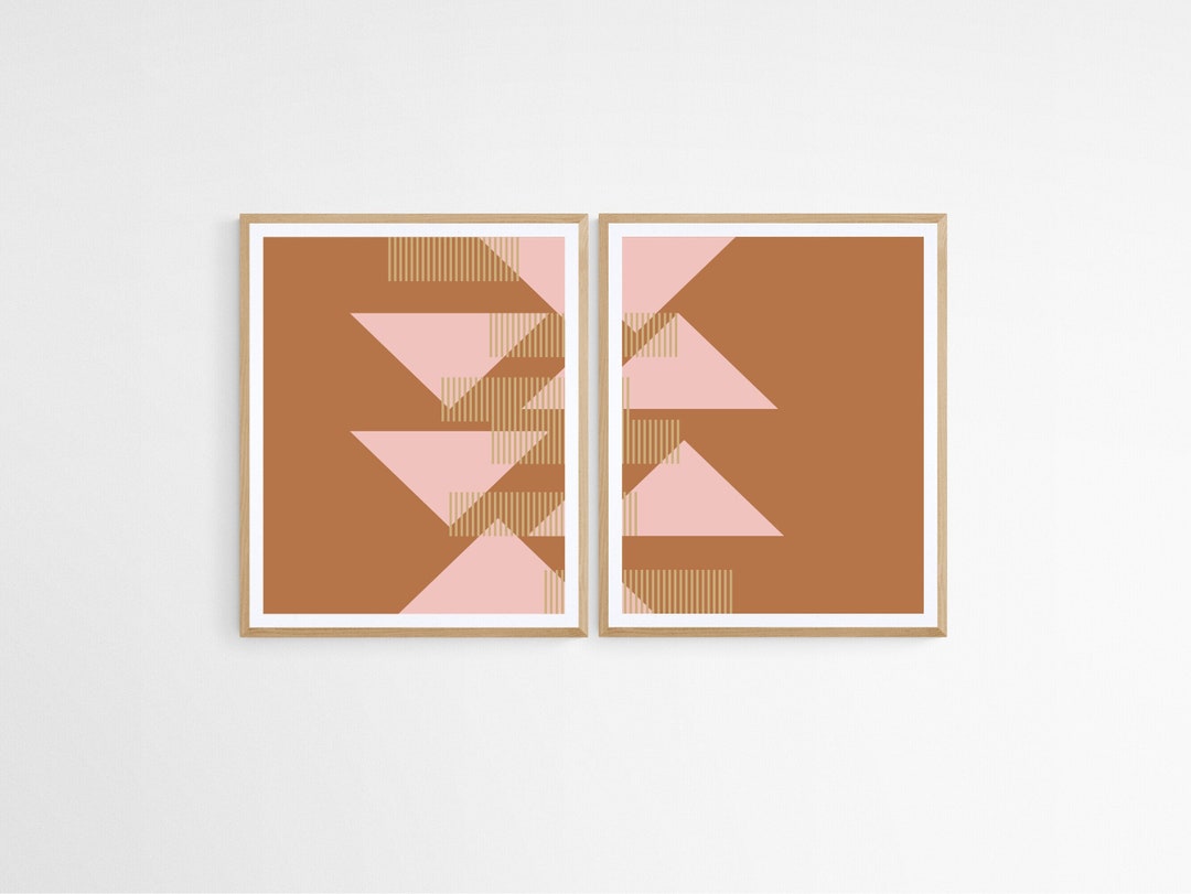Set of 2 Modern Geometric Printable Wall Art Shapes and - Etsy