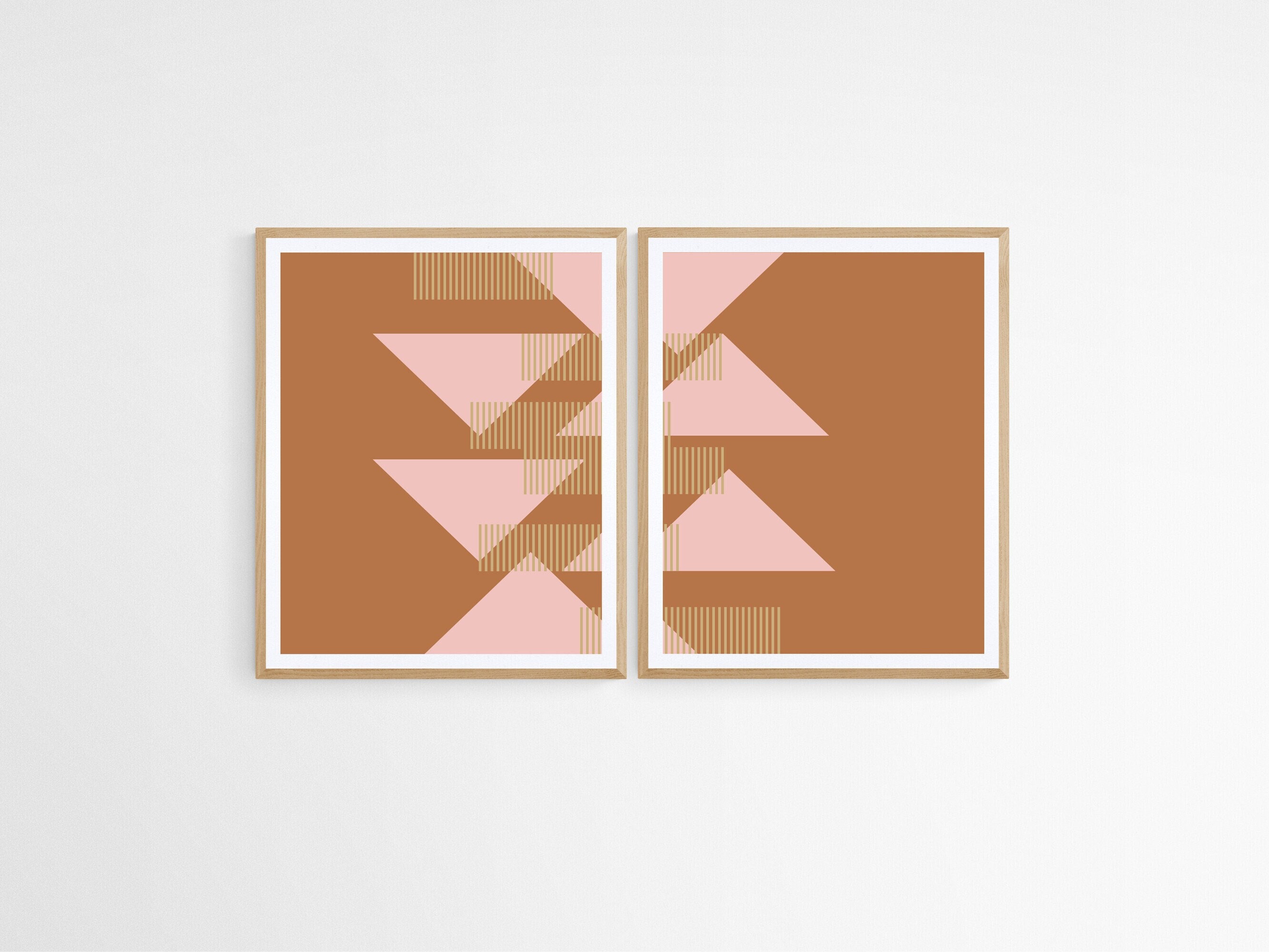 Set of 2 Modern Geometric Printable Wall Art Shapes and Etsy