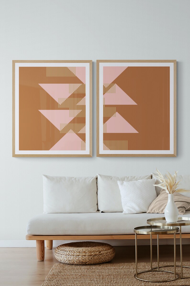 Set of 2 Modern Geometric Printable Wall Art Shapes and Etsy