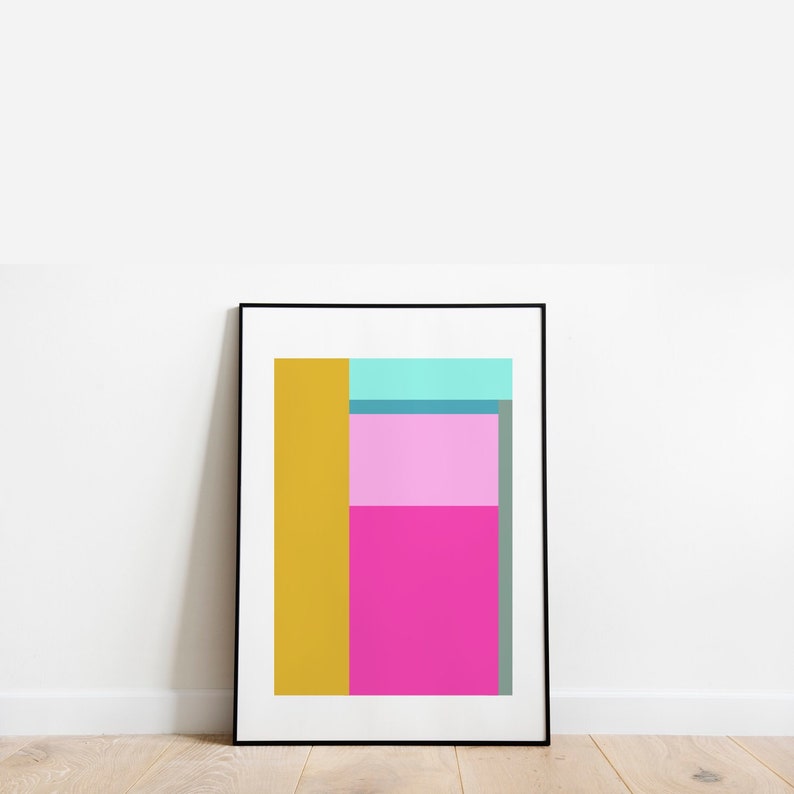 Geometric Modern Color Block Art, Graphic Art Print, Printable Colorful Wall Decor, Bold Scandinavian Poster, Bright Artwork image 1