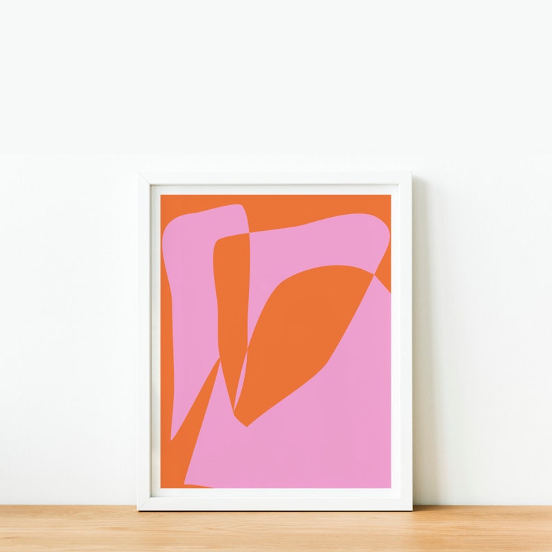 Downloadable Digital Prints Instant Download Contemporary Poster Design Colorful Home Decor Pink and Orange Abstract Wall Art Printable
