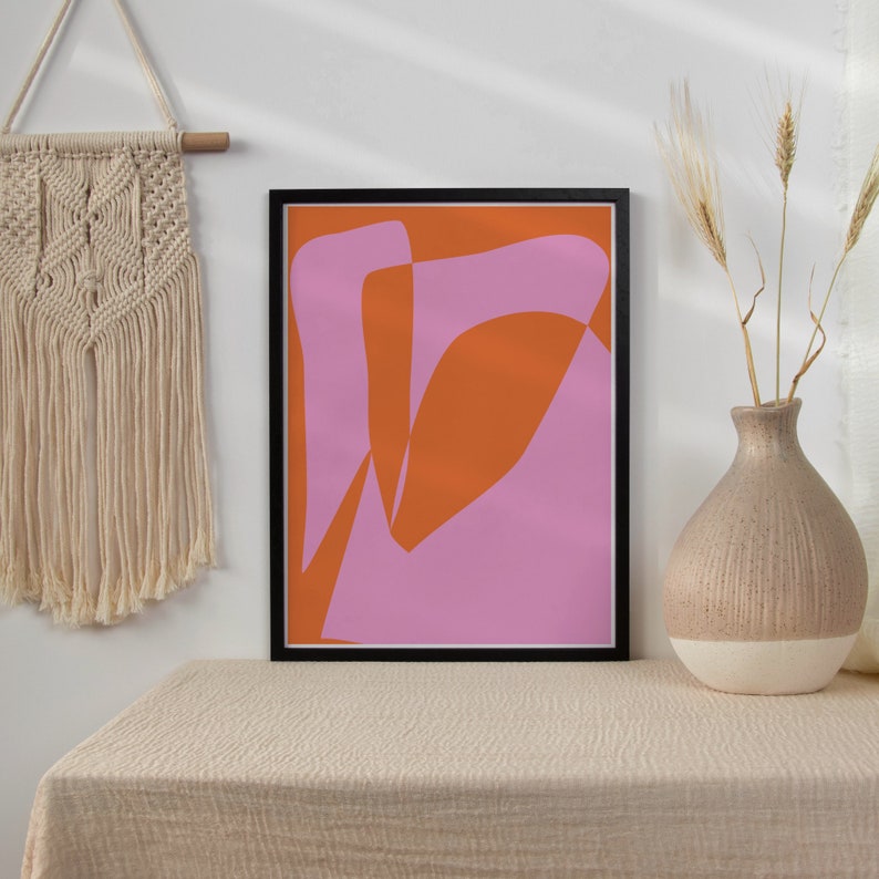 Downloadable Digital Prints Instant Download Contemporary Poster Design Colorful Home Decor Pink and Orange Abstract Wall Art Printable