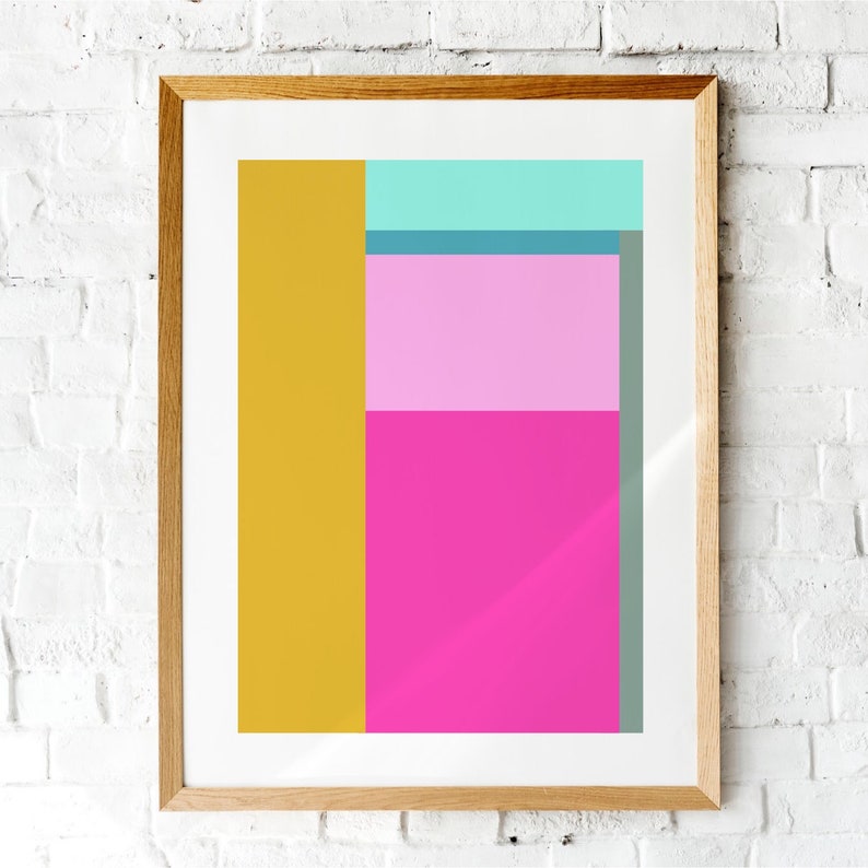 Geometric Modern Color Block Art, Graphic Art Print, Printable Colorful Wall Decor, Bold Scandinavian Poster, Bright Artwork image 4
