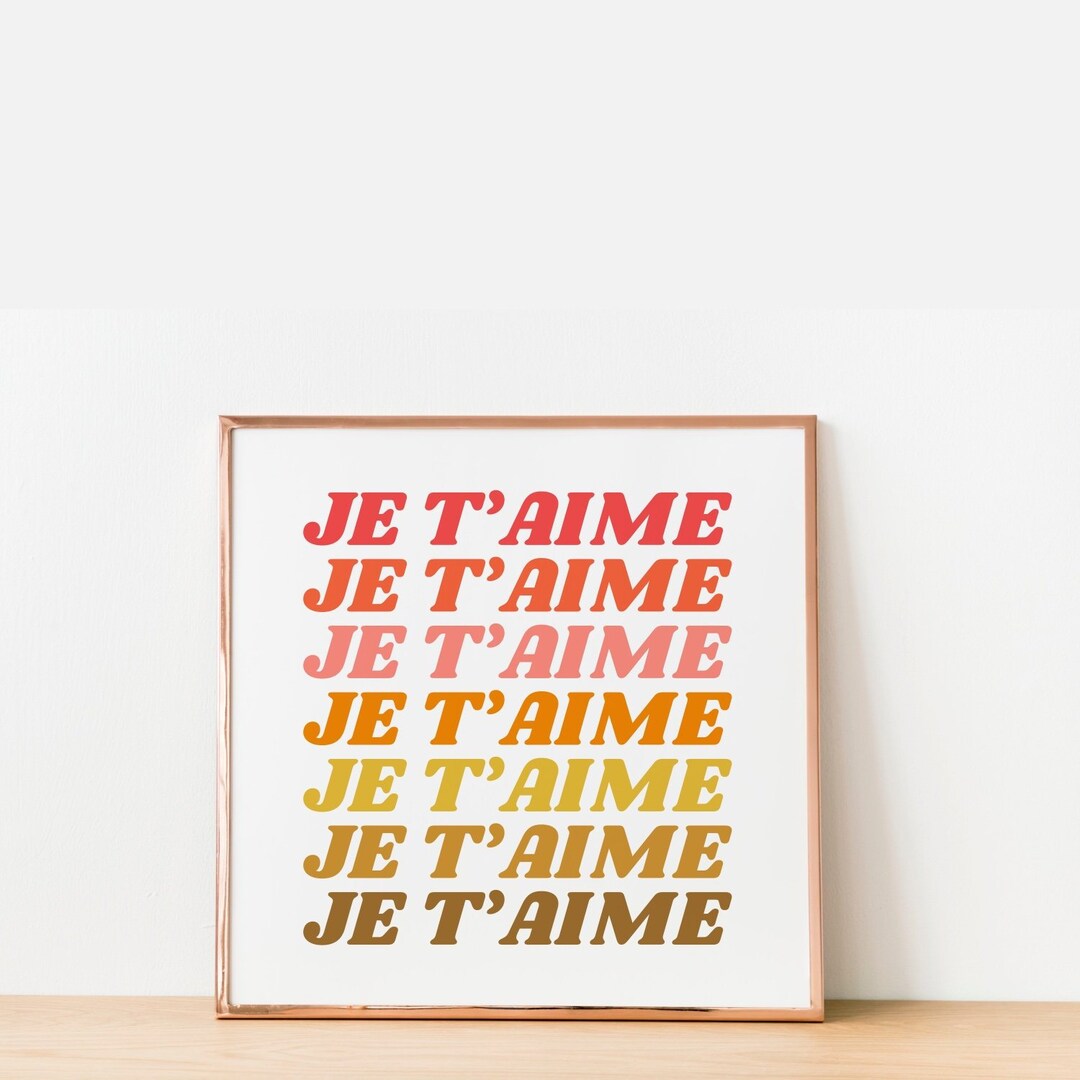Je T'aime Retro Art Print: French I Love You Poster (digital Download ...