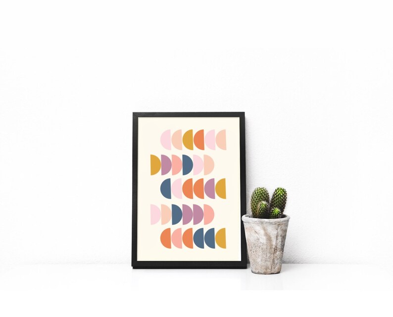 Modern Half Circles Geometric Wall Art Mid Century Modern Etsy
