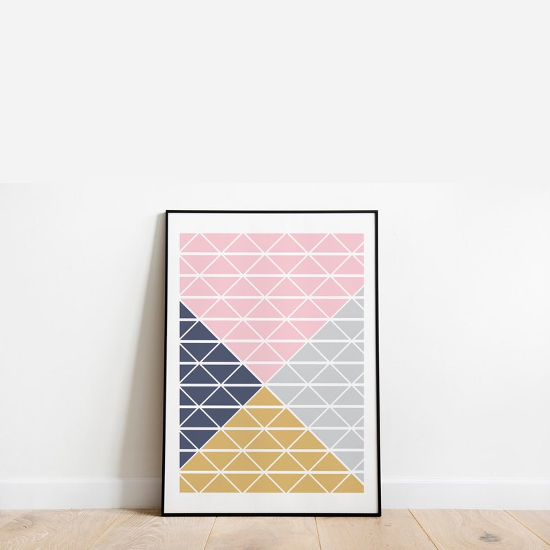 Geometric Wall Art Printable In Mustard Yellow Blush Pink Image 0