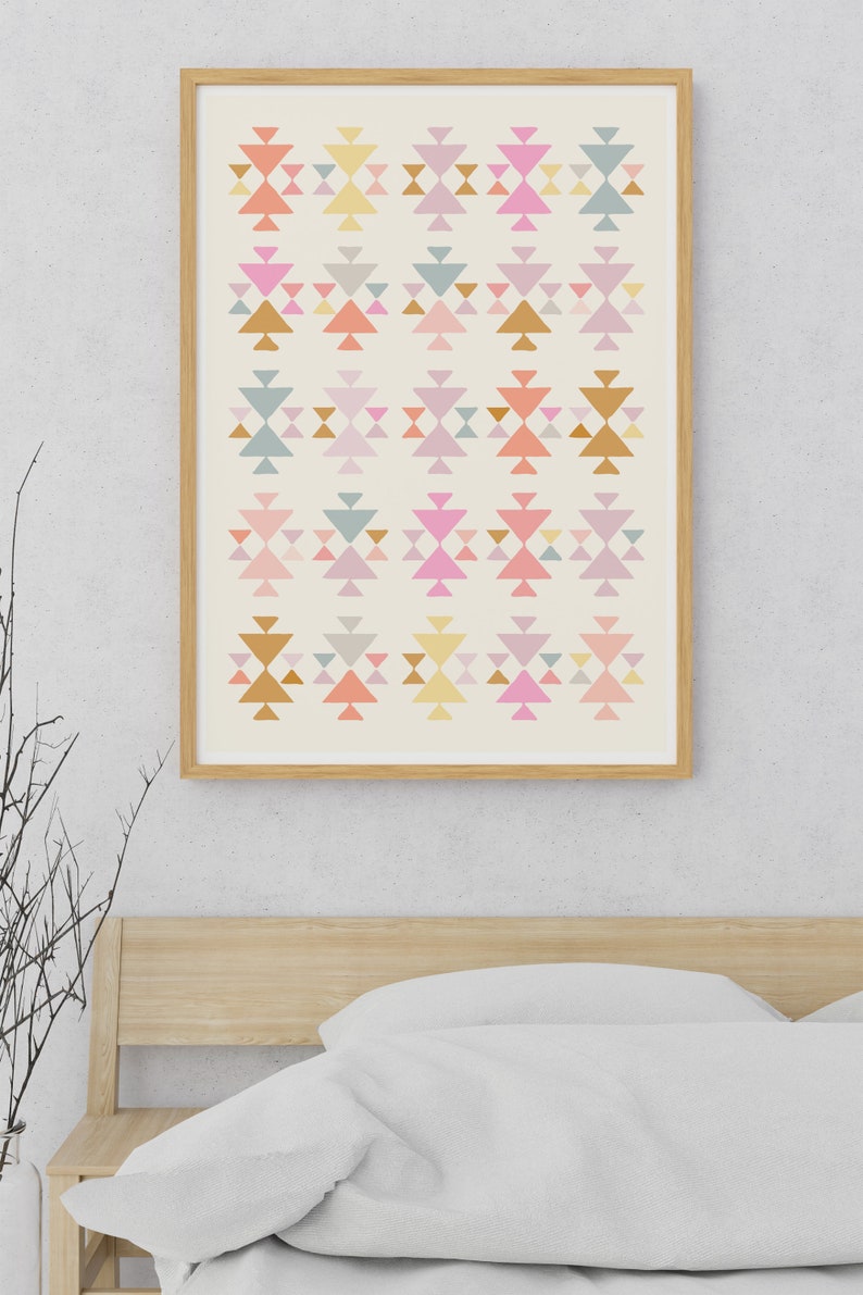 Cute Geometric Shapes Wall Art Printable in Pastels Modern Etsy