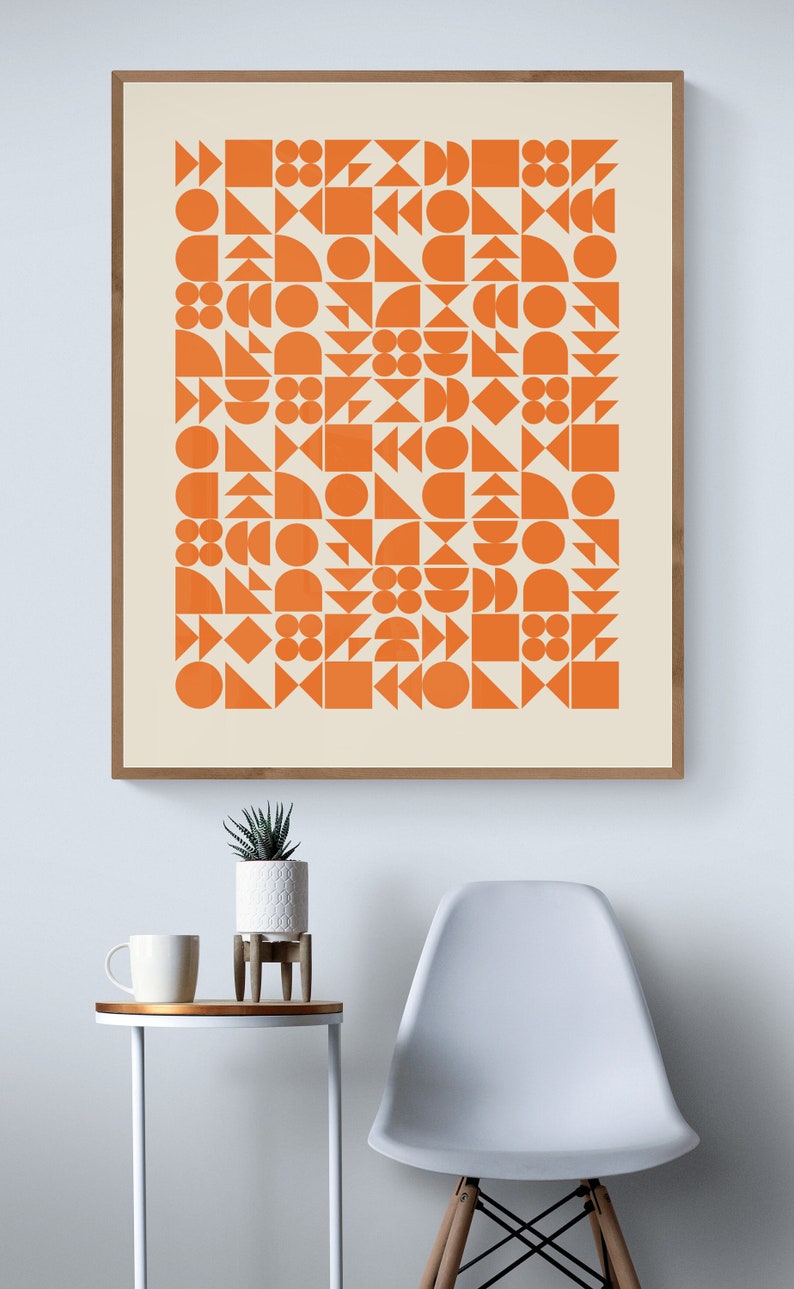 Modern Geometric Printable Wall Art in Orange XL Poster Etsy