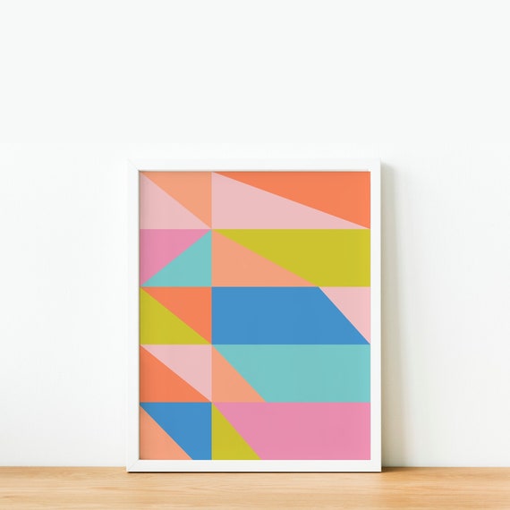 Colorful Geometric Wall Art Printable Fun Bright Colors Etsy