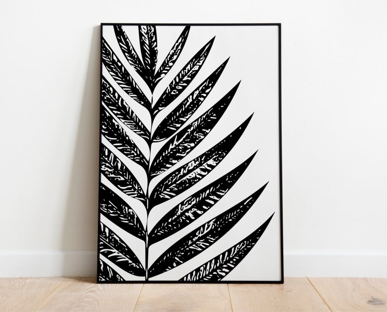 black and white leaf wall art