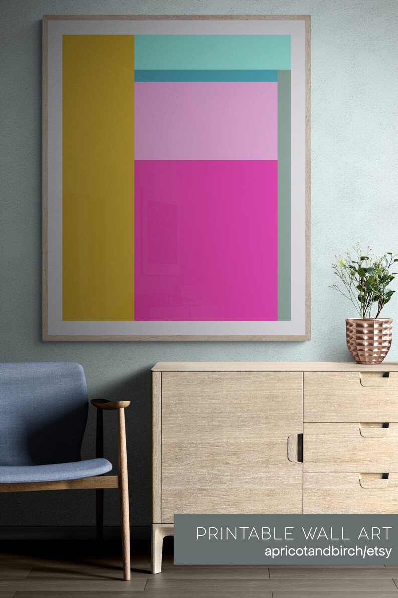 Geometric Modern Color Block Art, Graphic Art Print, Printable Colorful Wall Decor, Bold Scandinavian Poster, Bright Artwork image 9