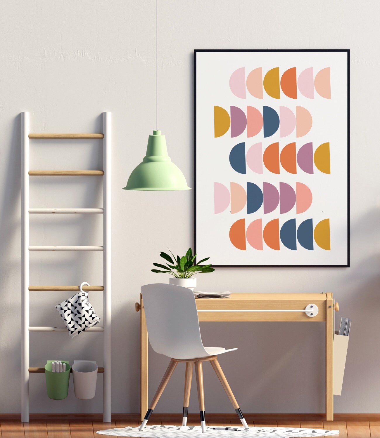 Modern Half Circles Geometric Wall Art Mid Century Modern Etsy