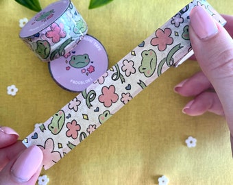Frog Blossom Washi Tape | Cute Pink Flower Frog Washi Tape