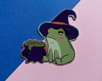 Frog Witch Vinyl Sticker | Spooky Halloween Diecut