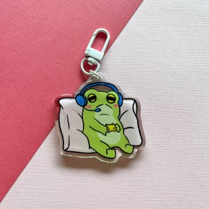 Gamer Groda Akryl Nyckelring | Kawaii Groda med Headset